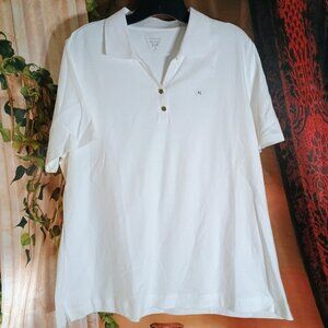 NWT Kim Rogers XL White Perfectly Soft Short Sleeves Polo Shirt